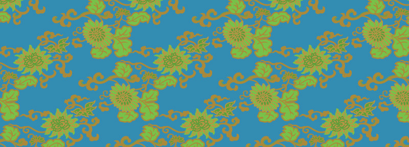 中國傳統(tǒng)織錦藤蔓花圖案與配色，矢量素材AI圖片