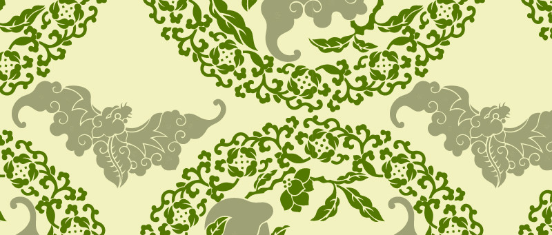 中國(guó)傳統(tǒng)福壽無邊圖案與配色，矢量素材AI圖片