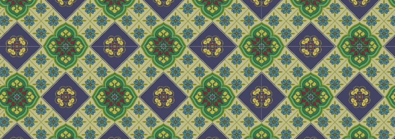 中國傳統(tǒng)織錦四瓣花圖案與配色，矢量素材AI圖片