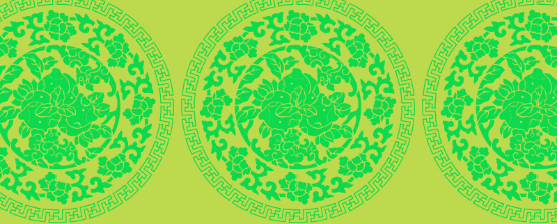 中國傳統(tǒng)織錦蟠桃圖案與配色，矢量素材AI圖片