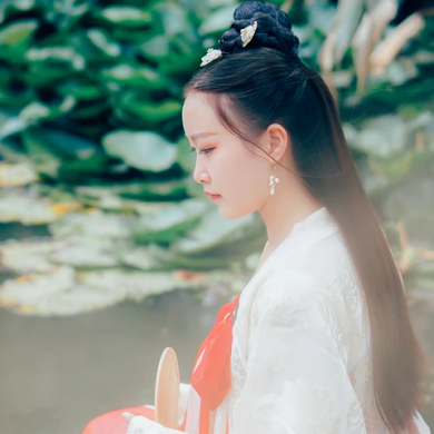 海邊飄逸女子頭像，唯美古風(fēng)真人頭像