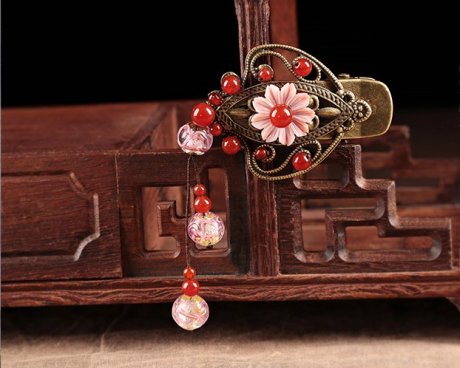 紅粉佳人發(fā)夾，典雅家佳樂文學發(fā)飾頭飾