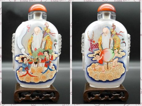 手工工藝水晶雕刻獸頭純手繪內畫鼻煙壺