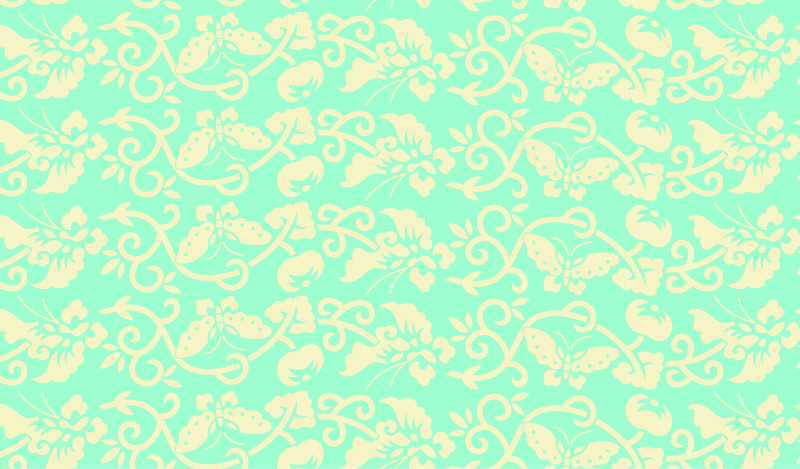 中國傳統(tǒng)織錦蝴蝶圖案與配色，矢量素材AI圖片