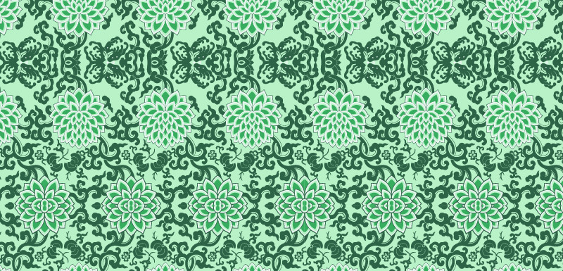 中國(guó)傳統(tǒng)蝴蝶蓮花圖案與配色，矢量素材AI圖片