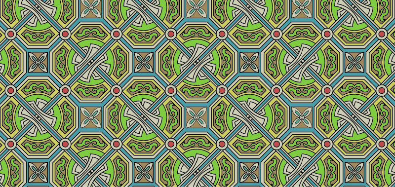 中國傳統(tǒng)建筑結(jié)構(gòu)圖案與配色，矢量素材Ai圖片