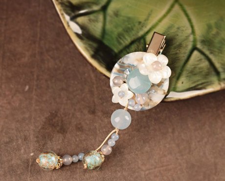 仙雅古風發(fā)夾，清新潔白頭飾