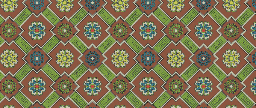 中國傳統(tǒng)織錦圖案與配色十三，矢量素材AI圖片