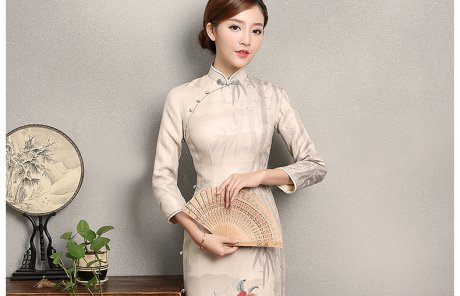 水墨山水印花染旗袍，復(fù)古家佳樂(lè)文學(xué)旗袍裙