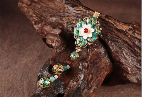 翠意盎然發(fā)夾，古典家佳樂(lè)文學(xué)花朵頭飾