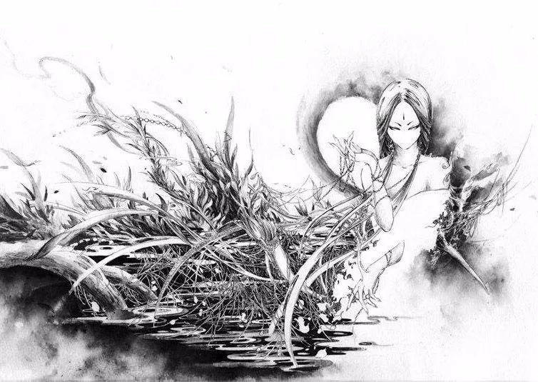 古典唯美插畫：杉澤的家佳樂文學水墨百鬼圖插畫