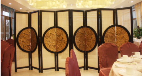 明清家具隔斷裝飾屏風，新古典圓花影4扇屏風