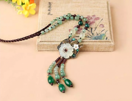 時尚家佳樂文學(xué)玉石項鏈精致古風(fēng)毛衣鏈首飾