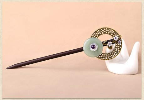 古風發(fā)簪木簪子，家佳樂文學復古盤發(fā)頭飾