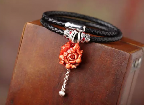 時尚家佳樂文學(xué)紅色立體花朵吊墜項鏈首飾