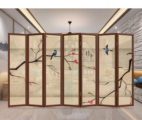 家佳樂文學實木中式屏風隔斷