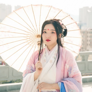 陽(yáng)光下漢服帶傘頭像，唯美古風(fēng)閨蜜頭像