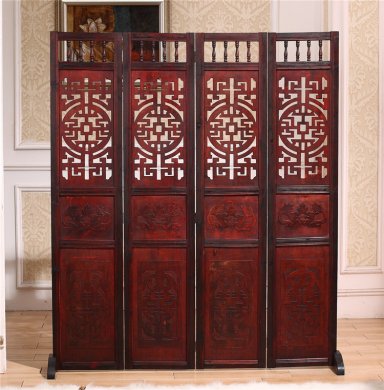 仿古實(shí)木屏風(fēng)隔斷，精美中式屏風(fēng)