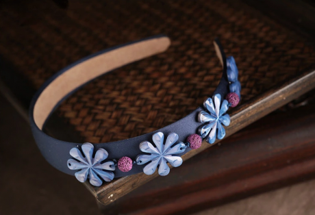 格?；ㄩ_中式發(fā)箍家佳樂文學(xué)藍(lán)色清新頭飾