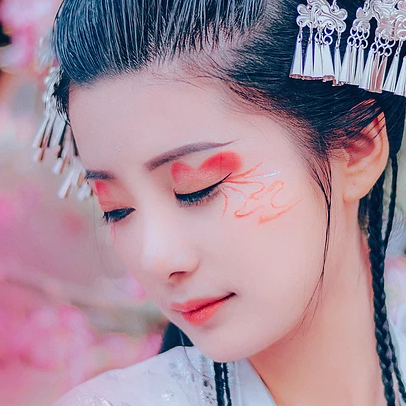 粉色浪漫女生頭像，唯美古風(fēng)真人頭像