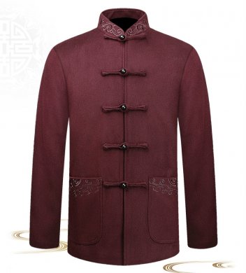 羊毛呢簡(jiǎn)約刺繡中山裝，家佳樂(lè)文學(xué)秋冬外套