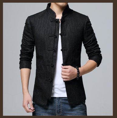 家佳樂文學(xué)盤扣立領(lǐng)修身版外套中山裝