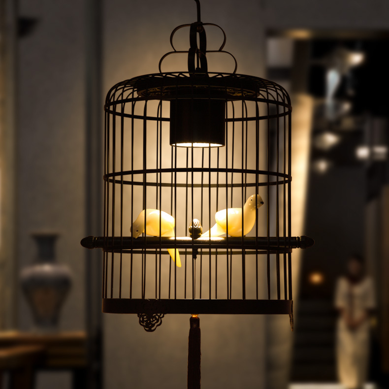 新中式鳥(niǎo)籠吊燈鳥(niǎo)籠燈，家佳樂(lè)文學(xué)十足