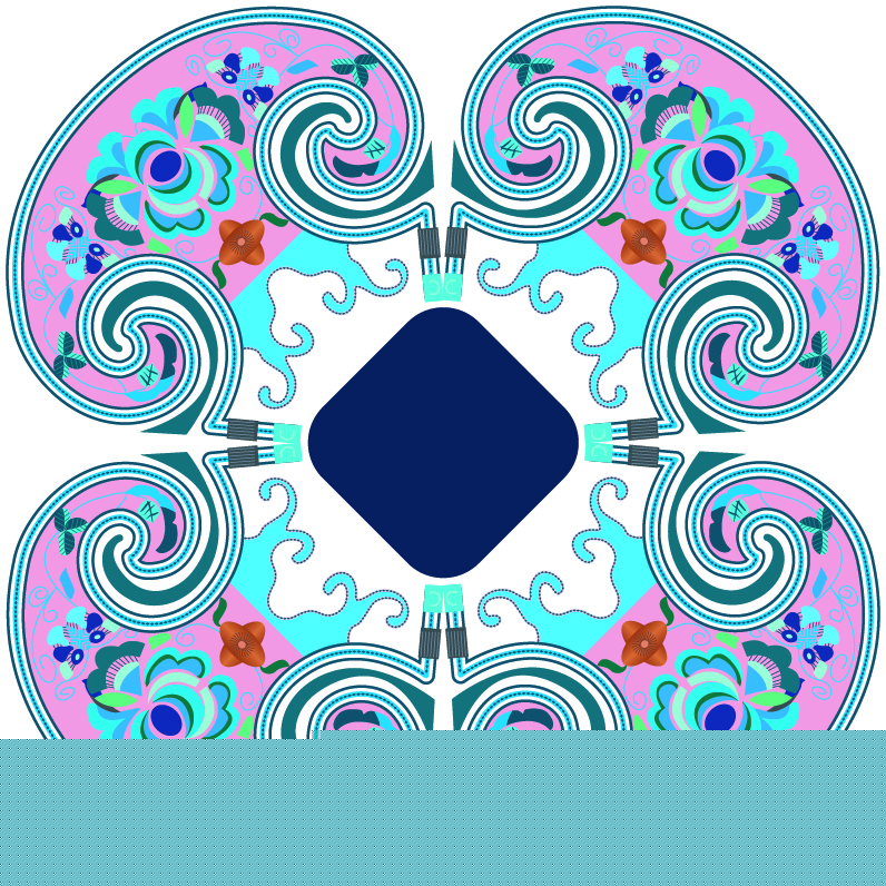 中國傳統(tǒng)刺繡古典對稱花卉圖案，矢量素材