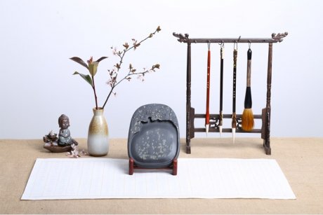 枝上花開，絕美硯臺