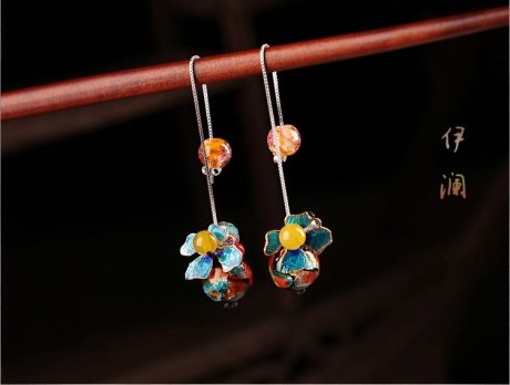 清新家佳樂文學(xué)耳墜，詩意銀線耳環(huán)首飾