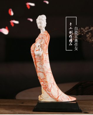 家佳樂文學古典美女白瓷仕女藝術(shù)品