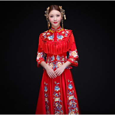 古典時(shí)尚中式禮服，家佳樂文學(xué)新娘禮服