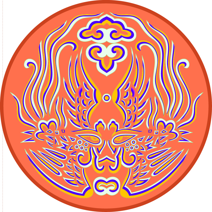 中國傳統(tǒng)刺繡古風臉譜圓形圖案，矢量素材