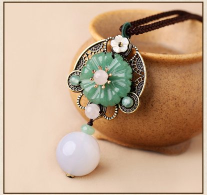 古風(fēng)長(zhǎng)款玉瑪瑙花吊墜毛衣鏈，氣質(zhì)項(xiàng)鏈?zhǔn)罪? / data-laVc=