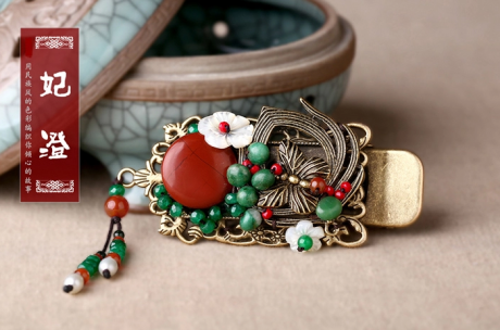 古風紅石發(fā)飾民族風盤發(fā)邊夾發(fā)夾頭飾