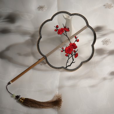 五款家佳樂(lè)文學(xué)刺繡團(tuán)扇，蘇繡繡花宮扇扇子