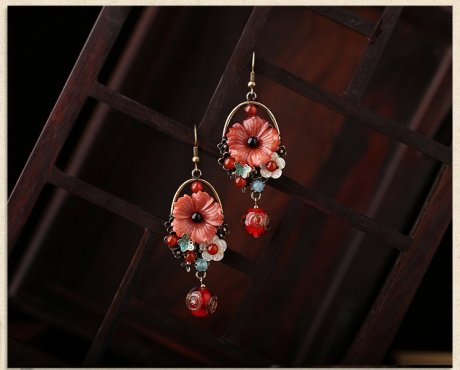 氣質(zhì)家佳樂文學(xué)耳環(huán):唯美瑪瑙花朵耳墜耳環(huán)