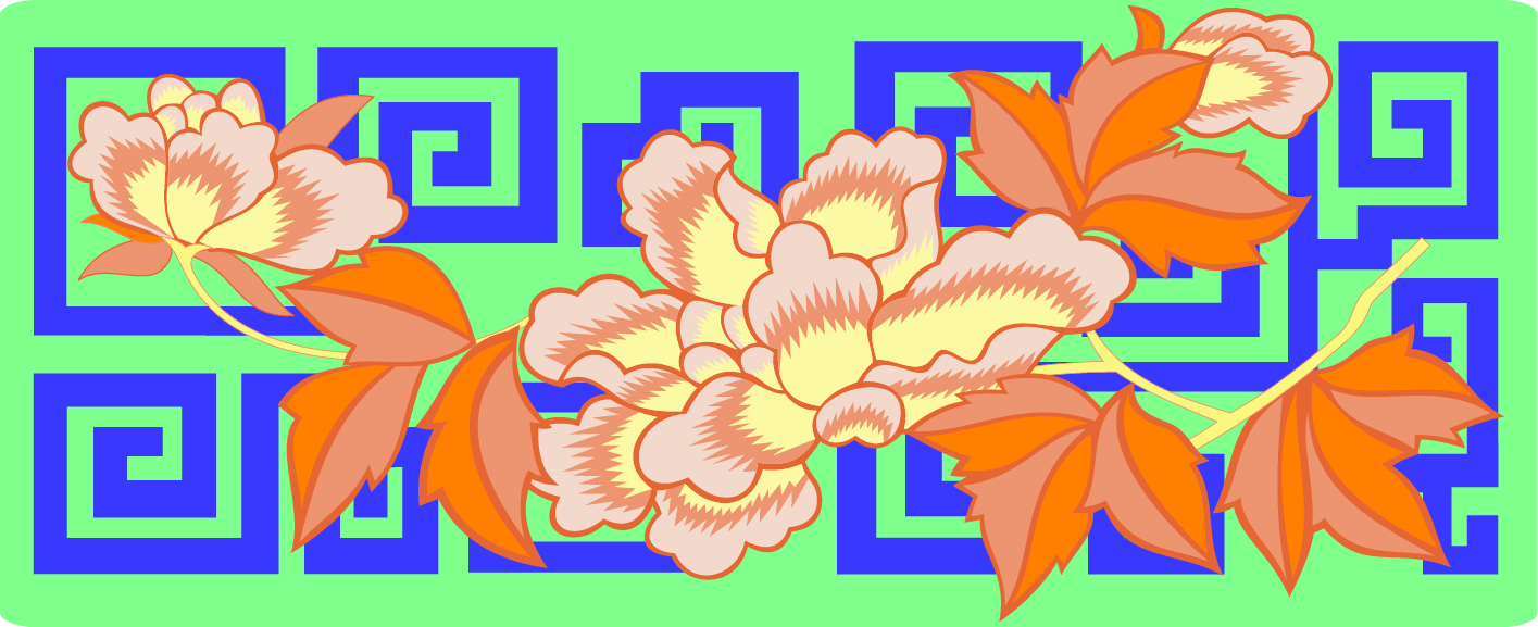 中國(guó)傳統(tǒng)刺繡牡丹花圖案一，矢量素材