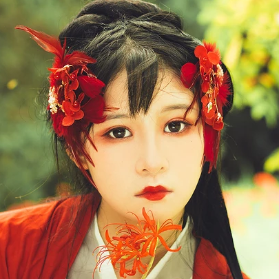 嬌艷彼岸花女生頭像，唯美古風(fēng)真人頭像