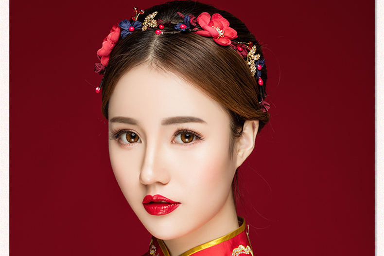 典雅梅花造型古風(fēng)頭飾，珍珠水鉆制作新娘發(fā)飾