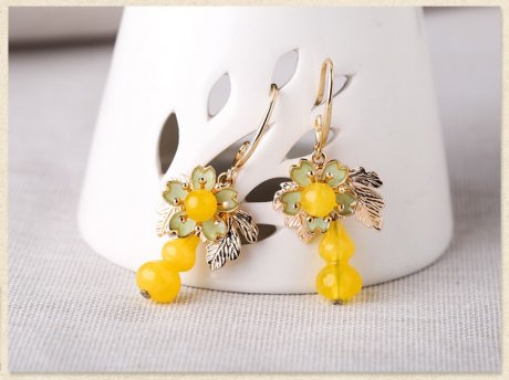 家佳樂文學(xué)黃色葫蘆耳墜耳環(huán),復(fù)古氣質(zhì)耳環(huán)