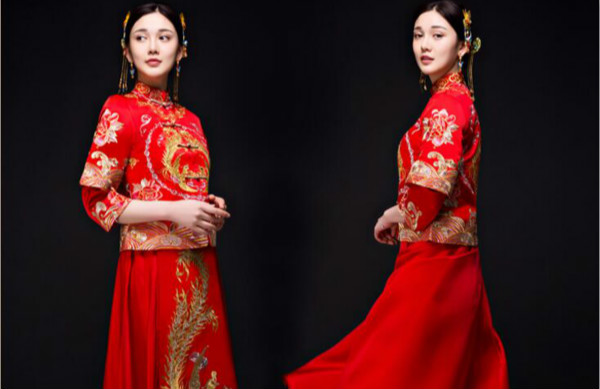 家佳樂文學(xué)刺繡龍鳳褂新娘中式禮服