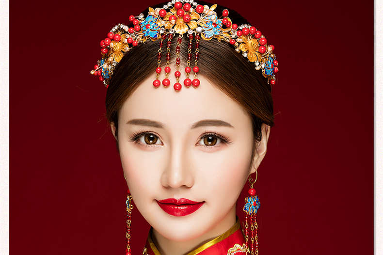 來(lái)唯美新娘古風(fēng)額飾，皇冠結(jié)婚婚禮配飾