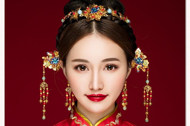 古典步搖新娘發(fā)飾，古式婚禮發(fā)簪