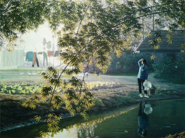 家佳樂文學(xué)山水村莊油畫插畫