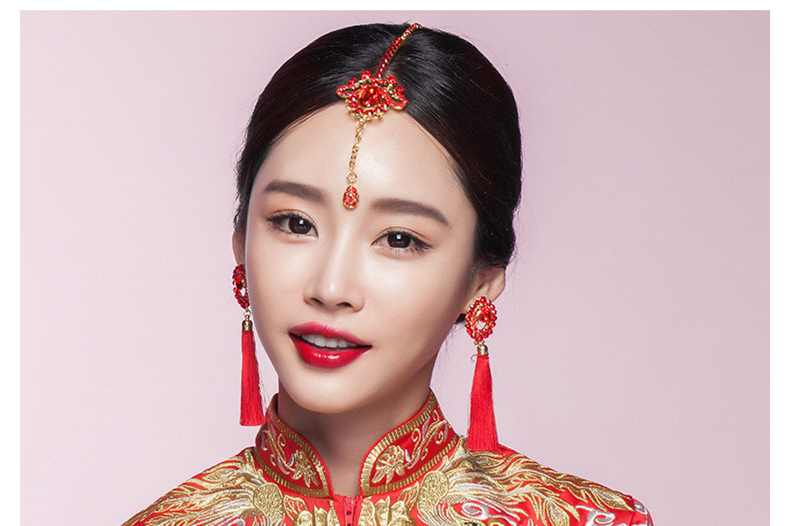 家佳樂文學(xué)頭飾紅色眉心墜，古風(fēng)新娘妝額飾