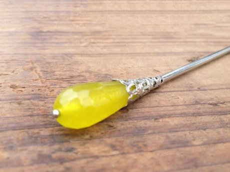 簡(jiǎn)約風(fēng)古典草綠瑪瑙水滴盤發(fā)單簪簪子