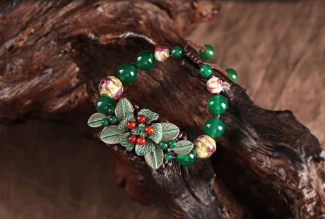 復古家佳樂文學琉璃瑪瑙手工編織手串手鏈