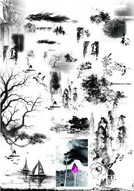 家佳樂(lè)文學(xué)水墨元素psd分層源文件