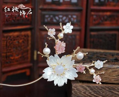 小米珠漸變長(zhǎng)流蘇發(fā)簪漢服發(fā)飾